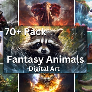 70+ Pack Fantasy Animal Digital Art - mythische Kreaturen, magische Tiere, Fantasy Kunstwerk, druckbare Designs, League Art, LoL Splash Art