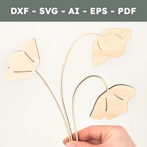 Fichier de découpe laser bouquet de fleurs | Bouquet de coquelicots | Fichiers numériques dxf, svg, ai, eps, pdf | Cadeau fête des mères