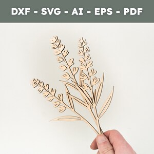 Fichier de découpe laser bouquet de fleurs | Bouquet de lavande | Fichiers numériques dxf, svg, ai, eps, pdf | Cadeau fête des mères