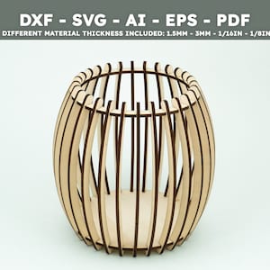 Fichier de découpe laser Vase en bois | Vase à fleurs | Fichiers numériques dxf, svg, ai, eps, pdf | Cadeau original fête des mères V005