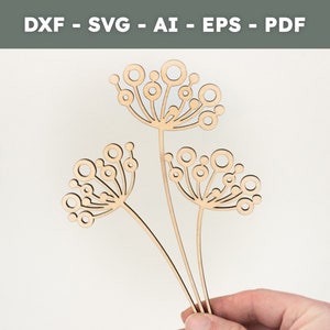 Fichier de découpe laser bouquet de fleurs | Bouquet de carotte sauvage | Fichiers numériques dxf, svg, ai, eps, pdf | Cadeau fête des mères