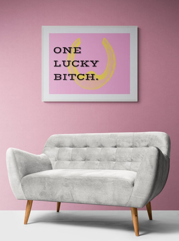Lucky Girl with Horseshoe Wall Art in Pink