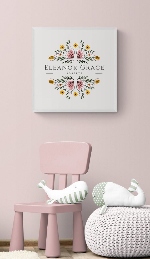 Floral Baby Name Wall Art