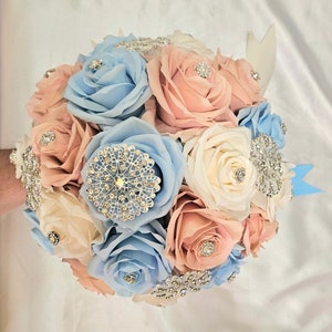 Bahama Blue Blush Pink and Ivory Quinceañera Bouquet