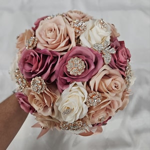 Rose Gold, Blush, Champagne Quinceanera Bouquet