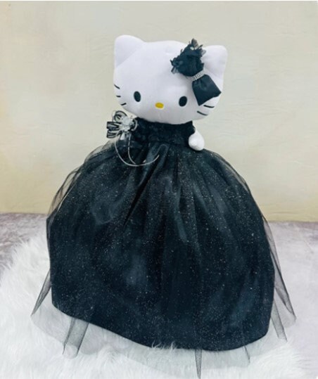 hello kitty black dress Black and gold Quince Hello Kitty Plushie