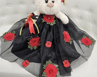 black and red quince dress 2021 Puffy Charro Quinceanera Best Floral Embroidery Sweet 16 Dress _cm/inch (measured from middle of shoulder to natural waist)shoulder to hem red 15 dresses Red Ball