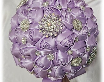 Lilac Satin Roses Quinceañera Bouquet