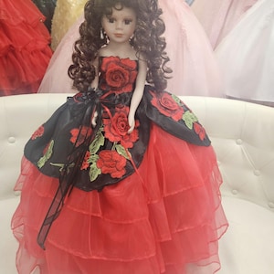 Black Red Charro Quinceañera Doll
