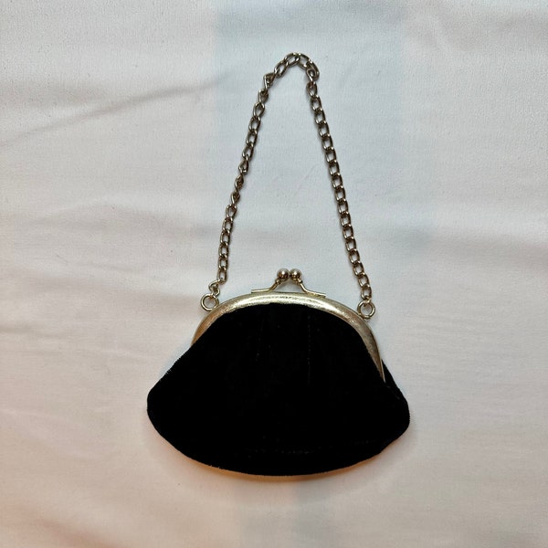 Rare Vintage 1950s/60s Black Velvet Mini Evening Bag/Coin Purse