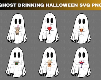 ghost svg, ghost drinking svg, cute ghost drinking svg, halloween svg, sheet faced svg, spooky svg, halloween shirt svg, cute ghost svg