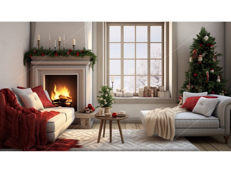 Christmas Zoom Background, Zoom Backdrop, Virtual Background Etsy