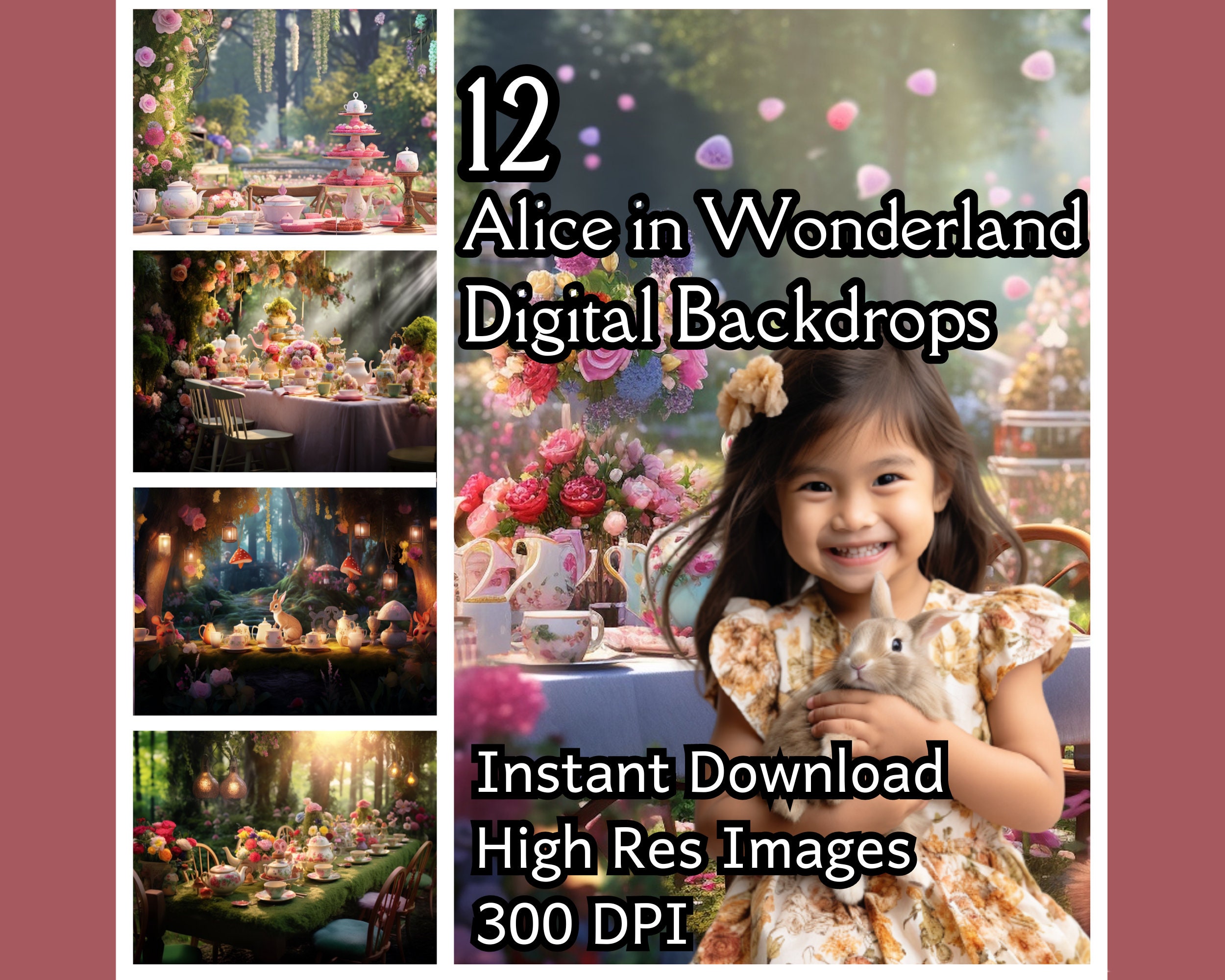 Alice Digital Backdrop - Wonderland Room - Trippy Wonderland Kitchen  Enchanted Room - JPG File - Wonderland Digital Background