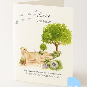 Biglietto di auguri personalizzato per la perdita di un animale domestico - Cani / Biglietto regalo per la perdita di un cane / Biglietti di auguri per la perdita di un animale domestico - Cani / Biglietto commemorativo per cani in regalo / Regalo di ricordo per cani, stampabile