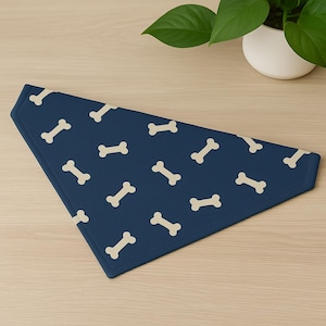 Blue Dog Bone Over-the-Collar Bandana – Slip-On Pet Scarf for Small to Large Dogs | Cute Puppy Gift Accessory
