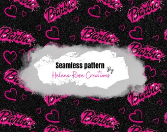 Barb seamless pattern, Pink and black seamless file, black sparkle seamless , Seamless Repeat Pattern for fabric Sublimation