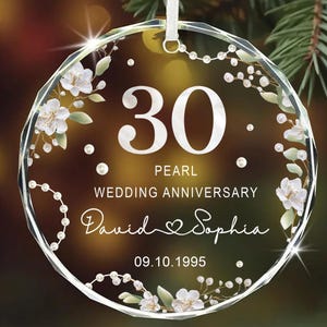 Personalized 30th Anniversary Ornament, Pearl Wedding Glass Ornament, 30th Wedding Xmas Ornament, 30th Anniversary Keepsake, 30th Gift Decor