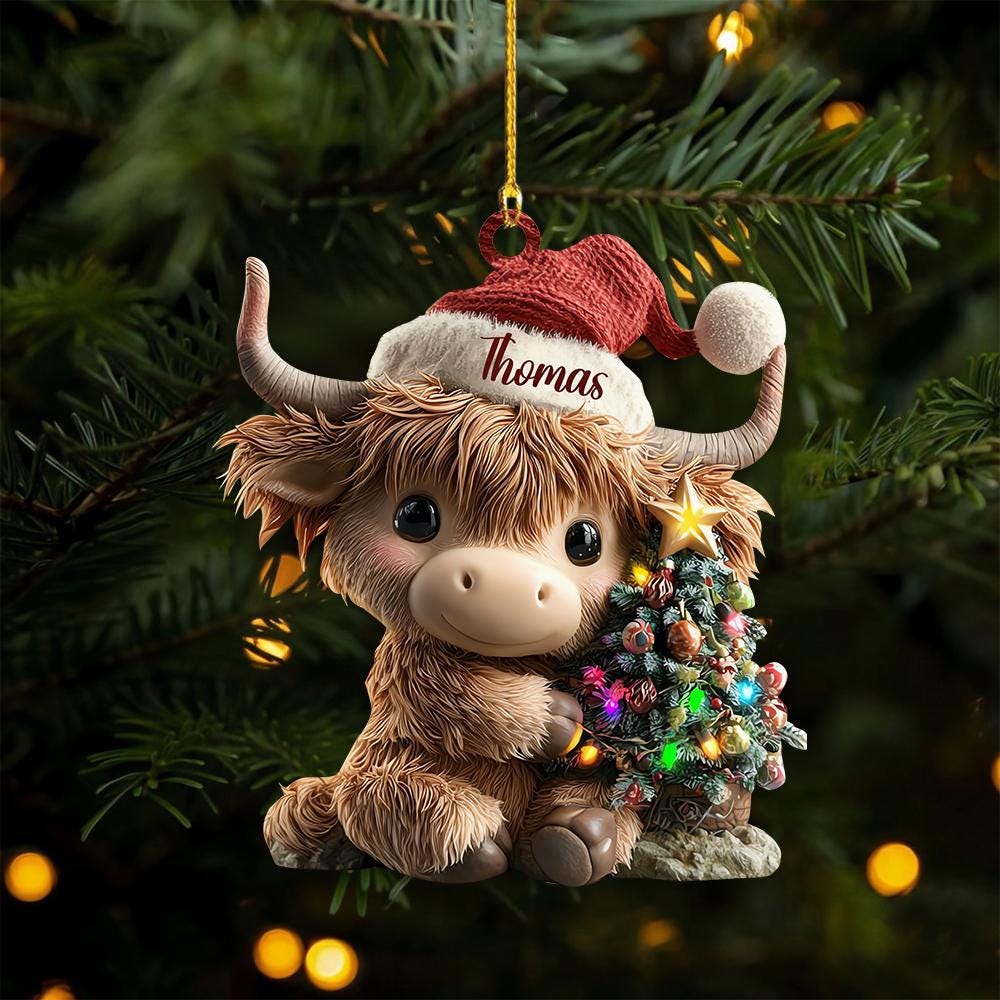 Shoeless Joe Weihnachts-Girlande Mit Lustigen Highland-Kühen In Weihnachtsmützen - Ca. 1 Meter