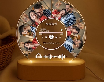 Personalized Photo & Song LED Light Plaque - Custom Music Gift