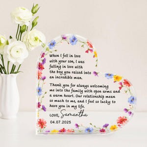 Mutter des Bräutigams Geschenk, personalisierte Mutter des Bräutigams Geschenk Plakette, Geschenk von der Braut, Hochzeitsandenken Geschenke für die Mutter des Bräutigams