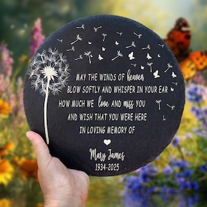 May the Winds of Heaven Blow Softly, Sympathy Stone Gift, Slate Grave Marker, Remembrance Keepsake, Bereavement Gift, Loss of a Loved One