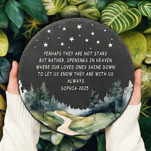 Perhaps They Are Not Stars Garden Stone, Sympathy Gift, Slate Grave Marker Stone, Remembrance Keepsake, Bereavement Gift, Memorial Stone