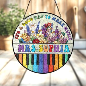 Personalized Teacher Music Stained Glass Suncatcher, Teacher Music Gift, Teacher Gift, Music Lover, Thank You Teacher, Teacher Appreciation