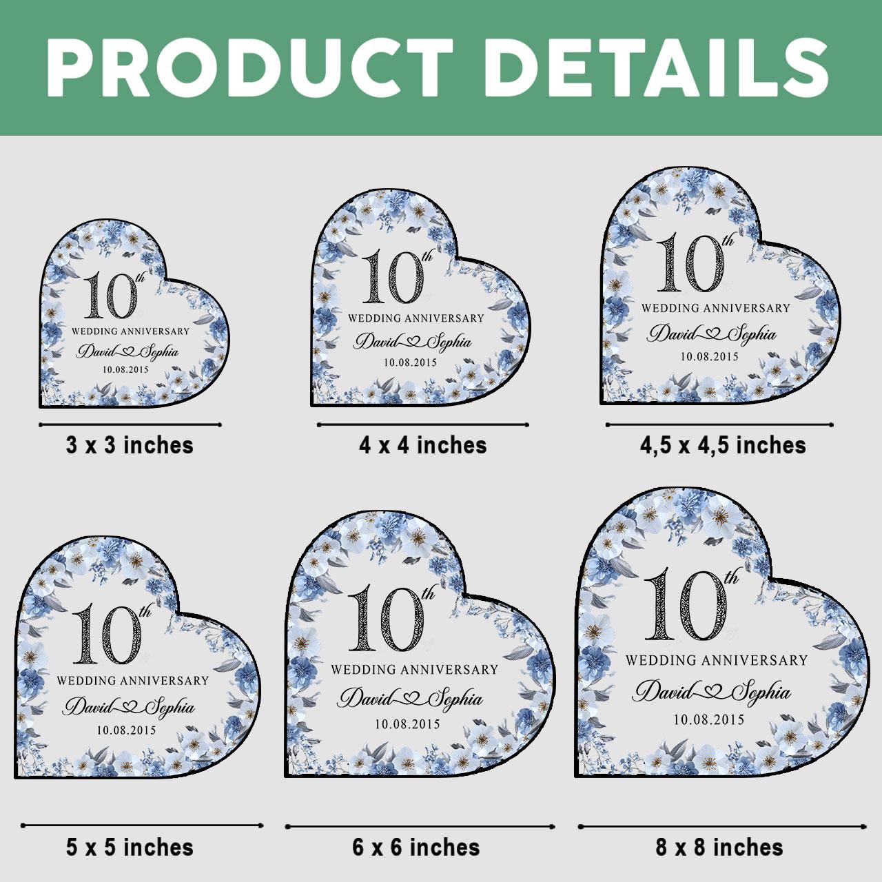 Personalized 10th Anniversary Acrylic Heart Plaque: Crystal-clear