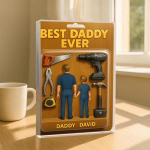 Personalisierte Actionfigur Papa Rechteck Acrylblock, Geschenk für Papa, Benutzerdefinierte Vatertagsgeschenke, Beste Papa-Werkzeuge aller Zeiten Plakette für Ehemann