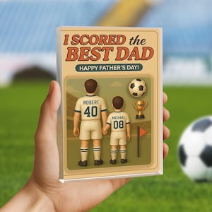 Custom Figure Soccer Acrylic Block Plaque, I Scored The Best Dad, Sport Soccer, Custom Name Dad And Kids Soccer, Father’s Day Soccer Gift