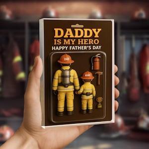 Personalized Best Hero Firefighter Dad, Custom Figure Acrylic Block Plaque, Father&#39;s Day Gift for Fireman Dad, Gift for Husband, Dad Gift