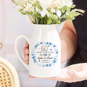 Personalized 60th Wedding Anniversary Flower Vase, 60th Wedding Anniversary Keepsake Gift, 60th Diamond Wedding Anniversary Gift, Wife Gift.