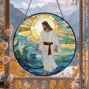 Jesus Christ Suncatcher, Christian Strained Glass, Religious Window Hanging, Jesus Christ Decor, Religious Glass Art, Jesus Christ Gift