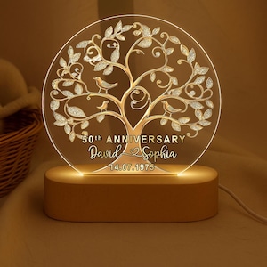 Personalized 50th Wedding Anniversary Night Light, 50th Wedding Anniversary Keepsake, 50th Golden Wedding Anniversary Gift, Husband Gift