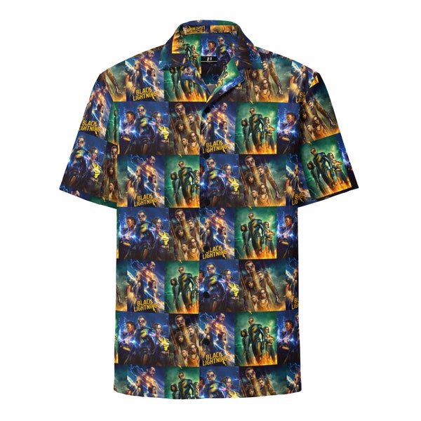 Chemise à boutons unisexe - style hawaiienne - Black Lightning