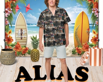 Alias - Hawaiian Shirt Aloha Short Sleeve - Ensemble Cast - Gift Idea, Vintage Style, Fashion for Men Women Children