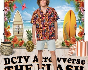 The Flash (DCTV) - Hawaiian Aloha Shirt Short Sleeve - All Seasons Posters - Gift Idea, Vintage Style, Men's Women's Kids Fashion