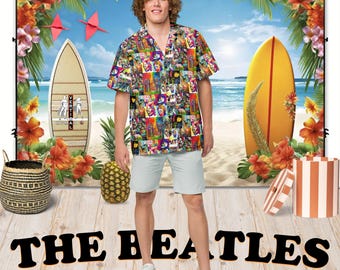 The Beatles - Short Sleeve Aloha Hawaiian Shirt - Colorful Graphic Fashion - Gift Idea, Vintage Style, Men&#39;s Women&#39;s Kids&#39; Fashion
