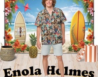 Enola Holmes - Hawaiian Aloha Shirt Short Sleeve - All Movies Posters - Gift Idea, Vintage Style, Men's Women's Kids Fashion