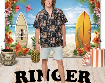Ringer - Hawaiian Shirt Aloha Short Sleeve - Posters - Gift Idea, Vintage Style, Men's Women's Kids Fashion