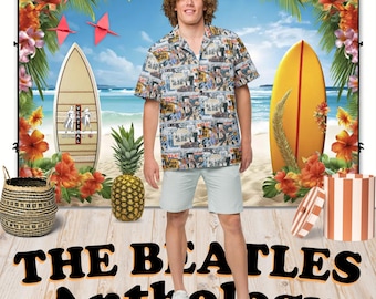 The Beatles Anthology - Hawaiian Shirt Aloha Short Sleeve - Official Poster - Gift Idea, Vintage Style, Fashion for Men Women Children