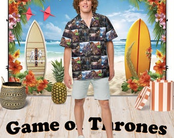 Game of Thrones - Hawaiian Aloha Shirt Short Sleeve - Ensemble Cast - Gift Idea, Vintage Style, Men's Women's Kids Fashion
