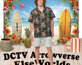 Elseworlds (DCTV CrossOver) - Hawaiian Aloha Shirt Short Sleeve - Gift Idea, Vintage Style, Men's Women's Kids Fashion