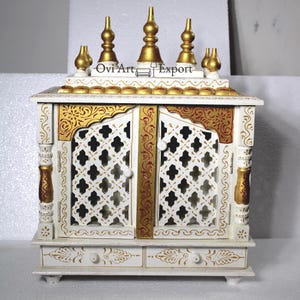 Solid Wood Pooja Mandir: Diwali Temple with Brass Fittings