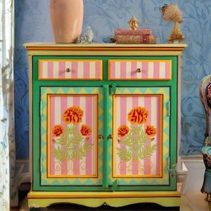 Placard/table de chevet/table de chevet floral peint en bois pour salon, nouveau meuble design fleurs pour maison/bureau