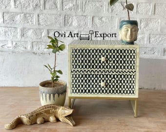 ハンドメイドの骨象嵌 6 段チェスト | 骨象嵌ナイトスタンド | 骨象嵌