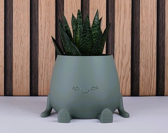 EcoStyle: vaso da fiori in PLA "So Cute- Happy Sitting Pot", regalo di compleanno, festa della mamma, amicizia, design per ufficio