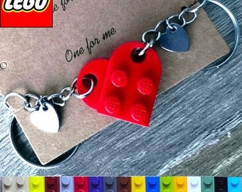 Authentique porte-clés coeur LEGO fabriqué avec des briques LEGO fait à la main anniversaire mariage fête des mères amour porte-clés couple amitié cadeau cadeau