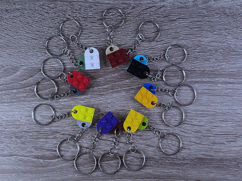 Authentic LEGO Heart Keychain Made with LEGO Bricks Handmade Birthday Wedding Mother's Day Love Keyring Couple Friendship Present Gift afbeelding 8