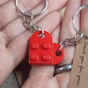 Authentic LEGO Heart Keychain Made with LEGO Bricks Handmade Birthday Wedding Mother's Day Love Keyring Couple Friendship Present Gift afbeelding 5